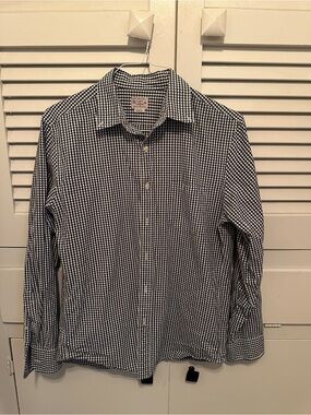 J. Crew Navy and White Gingham Button-Down Shirt
